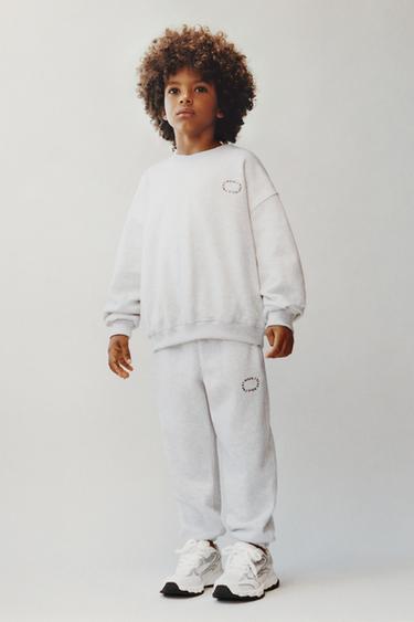 BASIC SWEATSHIRT WITH SLOGAN - Grey marl by Zara