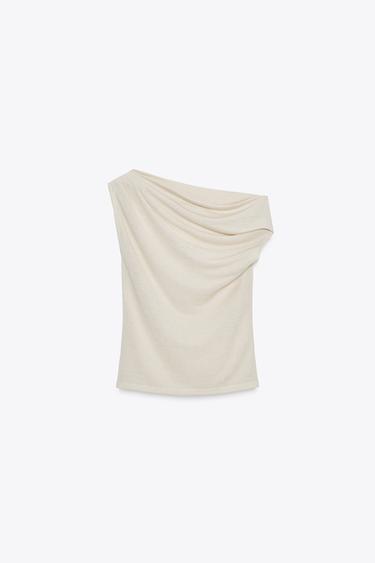 ASYMMETRIC CUT-OUT KNIT TOP - Sand by Zara
