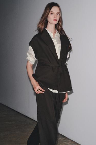ZW COLLECTION LINEN BLEND WAISTCOAT AND TROUSERS SET - Orange / Yellow by Zara - Image 0