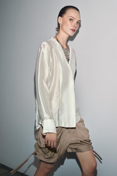 ZW COLLECTION FLOWING SHIRT - Oyster-white by Zara
