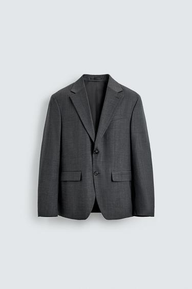 REGULAR FIT PINSTRIPE SUIT BLAZER - Grey by Zara