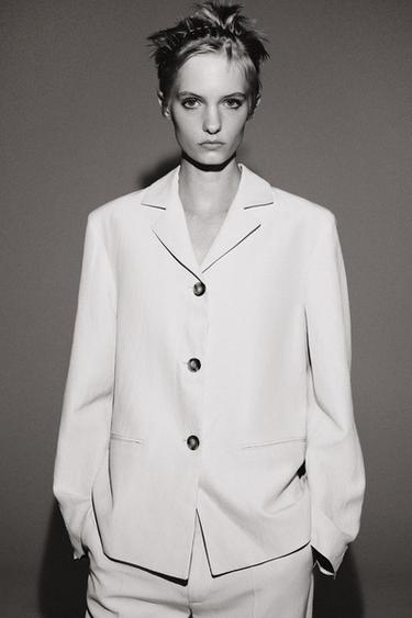 ZW COLLECTION STRAIGHT-FIT LINEN BLEND BLAZER - Ice by Zara