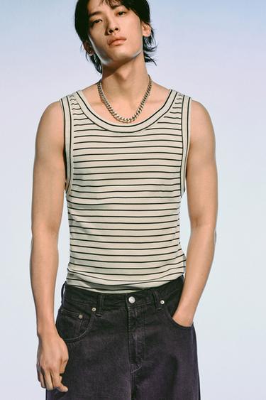 STRIPED TANK TOP - Black / White by Zara