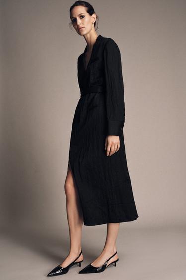 ZW COLLECTION LIMITED EDITION CRINKLED SATIN DRESS - Black by Zara - Image 0