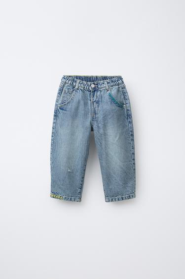 EMBROIDERED BAGGY JEANS - Light blue by Zara