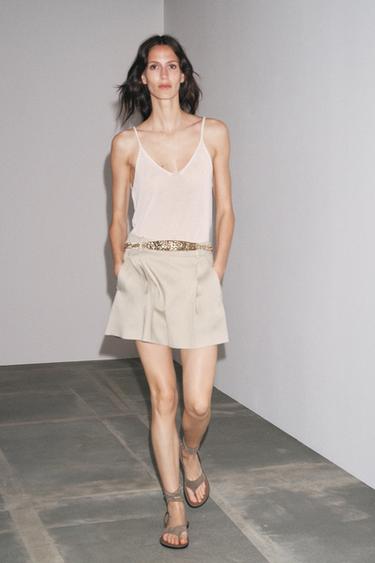 PLEATED BERMUDA SHORTS ZW COLLECTION - Stone by Zara - Image 0