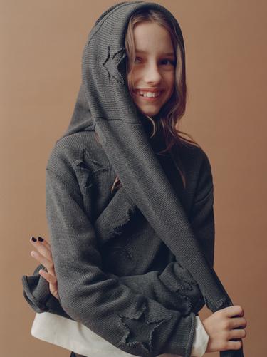 KNIT JUMPER WITH STARS - Anthracite grey by Zara