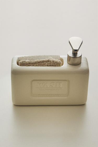WASHING-UP LIQUID DISPENSER WITH CONTAINER - Cream by Zara