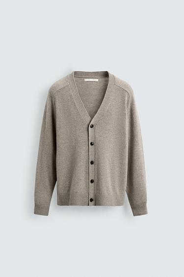 REGULAR FIT WOOL BLEND CARDIGAN - Light grey by Zara