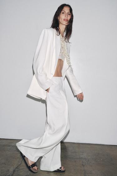 ZW COLLECTION DOUBLE-BREASTED LINEN BLEND BLAZER - Ecru by Zara