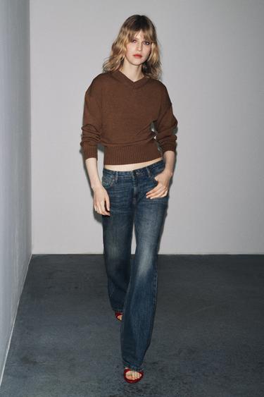 V-NECK KNIT SWEATER - Brown by Zara - Image 0