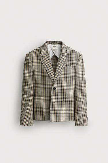 CHECK BOXY FIT BLAZER - camel by Zara