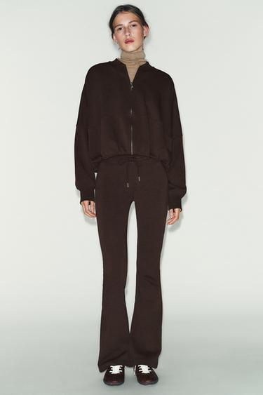 INTERLOCK FLARE TROUSERS - Brown by Zara