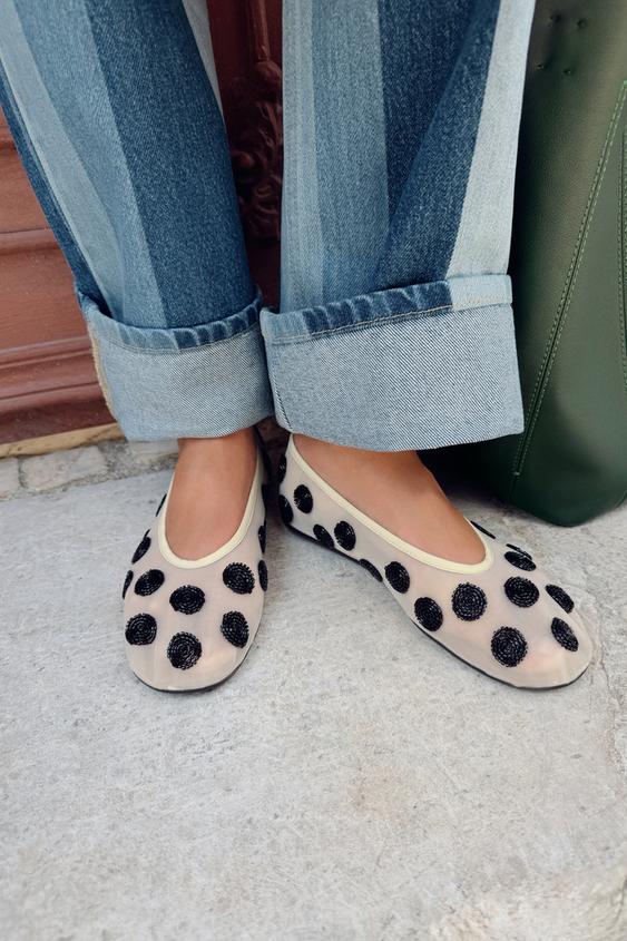 PRINTED BEADED BALLERINA FLATS - Multicoloured by Zara - Image 0