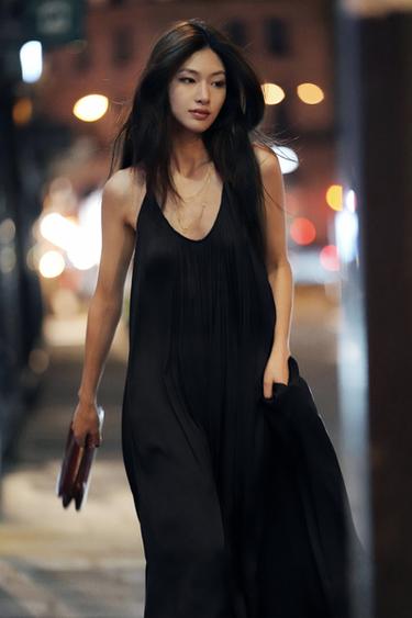 ZW COLLECTION LACE SATIN HALTER DRESS - Black by Zara