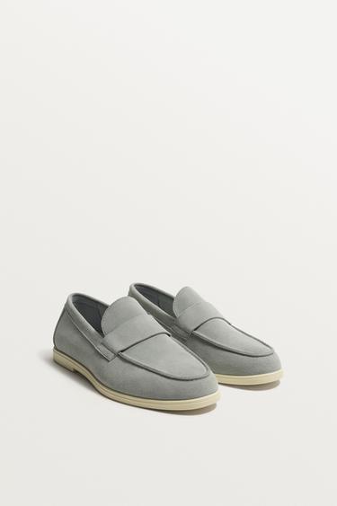 CASUAL LEATHER LOAFERS - Sky Blue by Zara
