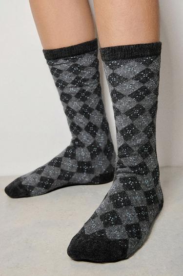 TALL ARGYLE SOCKS - Grey by Zara