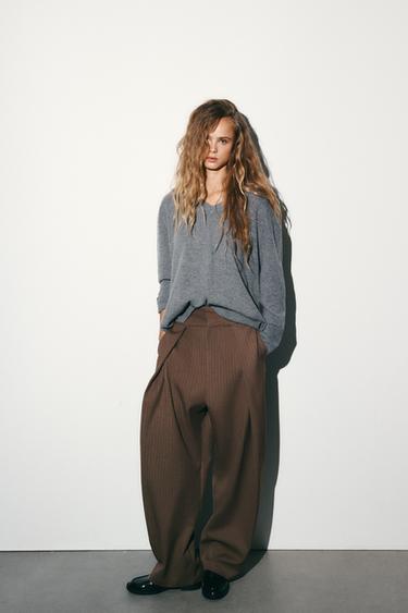 BALLOON PLEAT TROUSERS - camel by Zara