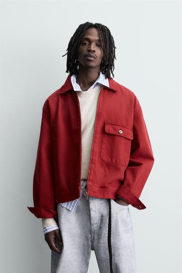 RELAXED FIT DENIM JACKET - Red by Zara