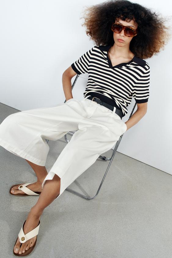 FLAT SANDALS WITH METAL DETAIL - Ecru White by Zara - Image 0