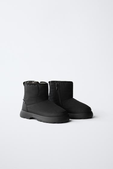 QUILTED WATER-REPELLENT NYLON BOOTS - Black by Zara