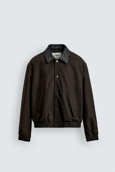 RELAXED FIT CONTRAST COLLAR JACKET LIMITED EDITION - Brown by Zara