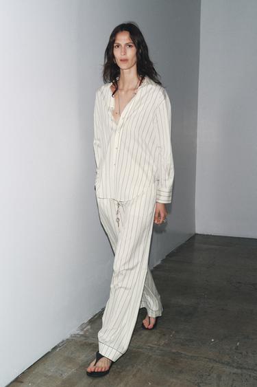STRIPED TROUSERS ZW COLLECTION - White by Zara - Image 0