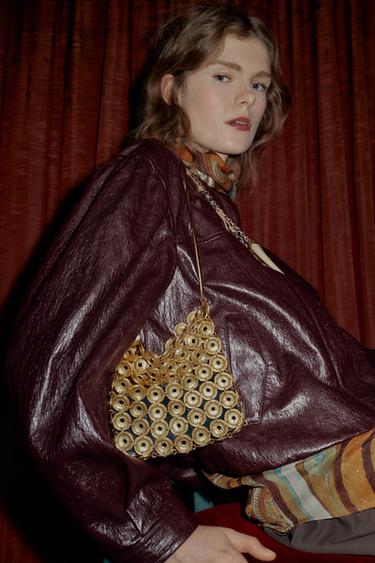 METAL APPLIQUÉ BUCKET BAG - Gold by Zara