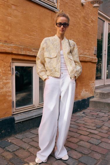JACQUARD BOMBER JACKET - Light yellow by Zara