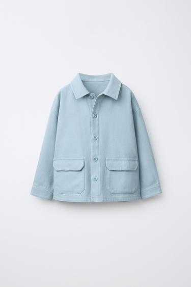 WAFFLE-KNIT OVERSHIRT WITH POCKETS - Blue by Zara