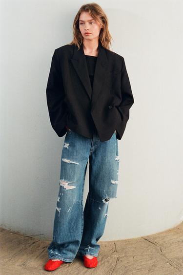 CROPPED DOUBLE-BREASTED BLAZER - Black by Zara - Image 0