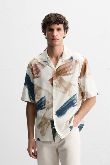 ABSTRACT PRINT SHIRT - Navy blue by Zara