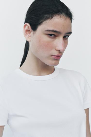 SHORT SLEEVE INTERLOCK T-SHIRT - White by Zara
