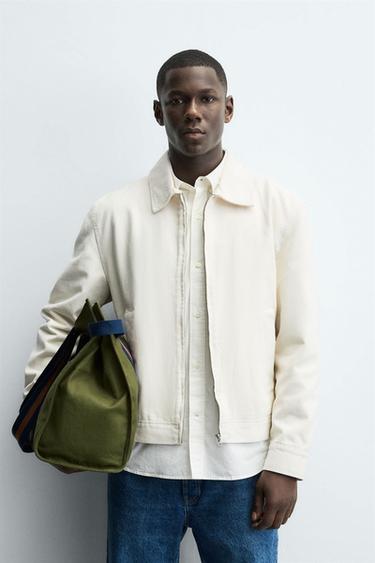 TEXTURED ZIP-UP OVERSHIRT - Ecru by Zara