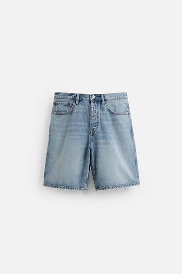 STRAIGHT-LEG DENIM BERMUDA SHORTS - Mid-blue by Zara
