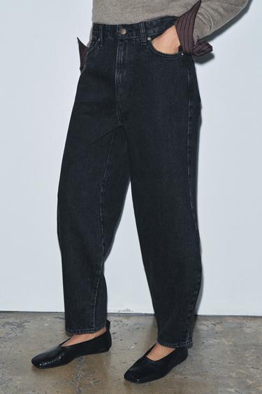 ZW COLLECTION BARREL MID-WAIST JEANS - Black by Zara