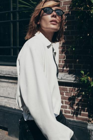 PUFF-SLEEVE BOMBER JACKET - Ecru by Zara