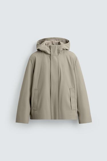 RUBBERISED EFFECT PARKA WITH HOODIE - Sand by Zara