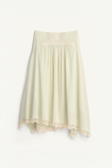 LIMITED EDITION LACE RUFFLE SKIRT - Light green by Zara