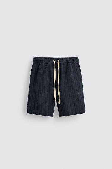 GEOMETRIC JACQUARD BERMUDA SHORTS - Navy blue by Zara