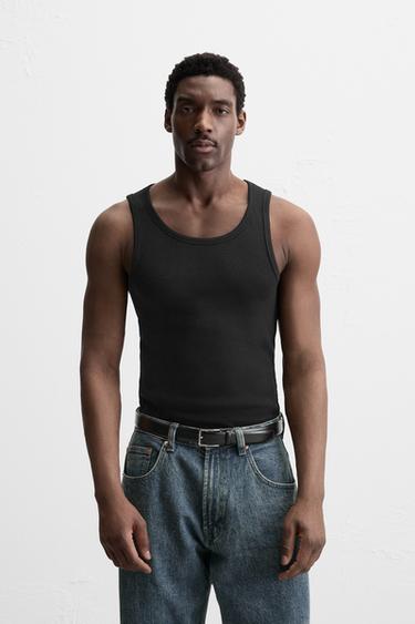 BASIC RIB TANK TOP - Black by Zara