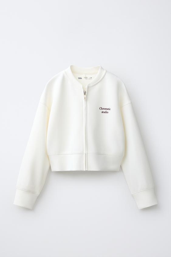SPORTY BOMBER SWEATSHIRT - White by Zara - Image 0