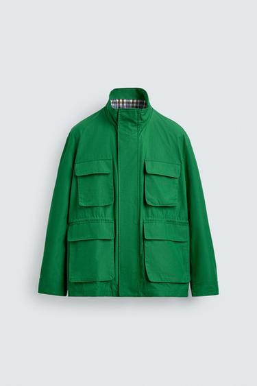 RELAXED FIT JACKET WITH POCKETS - Green by Zara