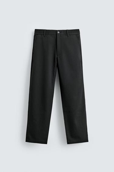 REGULAR FIT JOGGER WAIST TROUSERS - Black by Zara
