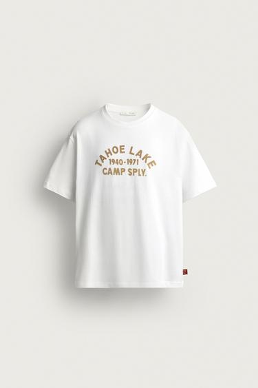 TEXTURED PRINT REGULAR FIT T-SHIRT - White by Zara