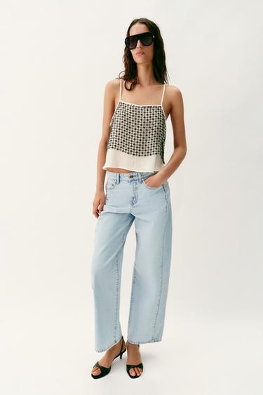 Z1975 HIGH-WAIST JEANS WITH FRONT SEAMS - Light blue by Zara