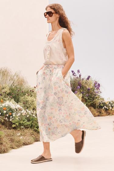 FLWRS SKRT CTTN - Mid-ecru by Zara