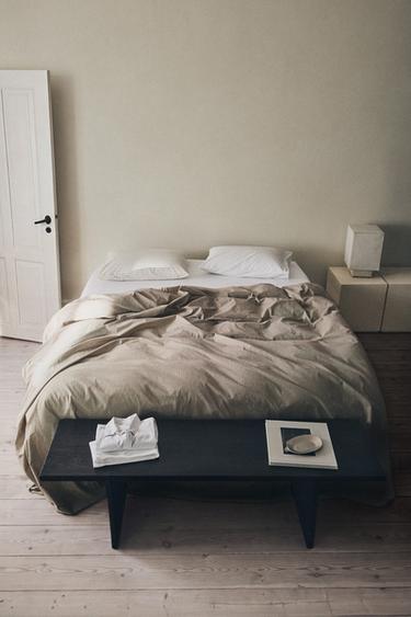 FADED STRIPED COTTON DUVET COVER - Brown by Zara