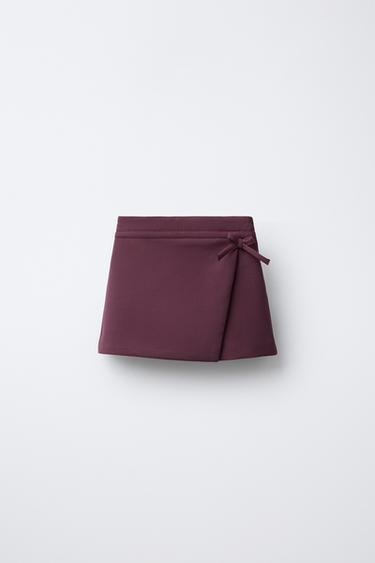 BERMUDA SKORT WITH BOW - Burgundy by Zara