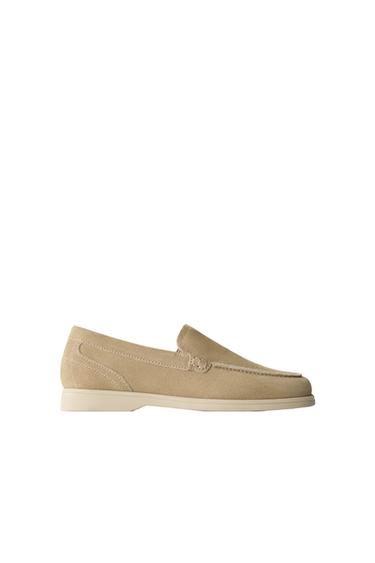 LEATHER DECK SHOES - Sand Brown by Zara